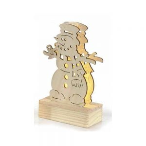 Decorazione natalizia da appoggio in legno lavorato a laser con luce