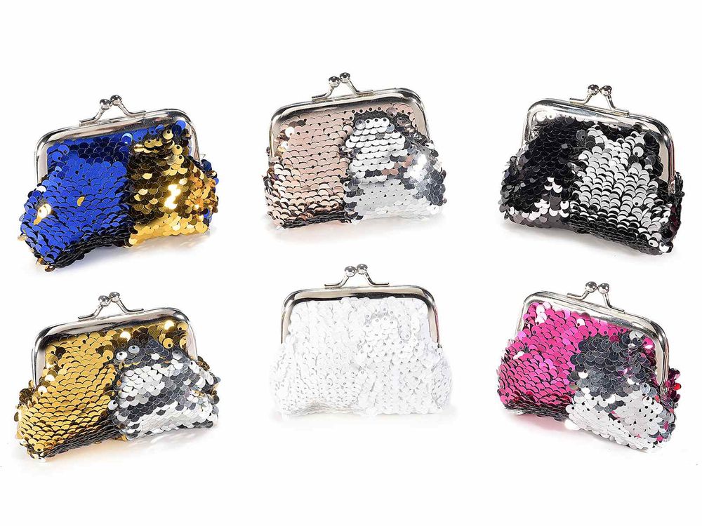 Portamonete con paillettes reversibili
