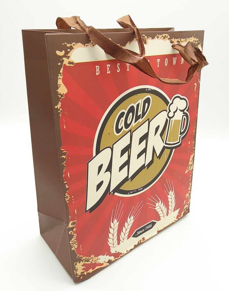 Shopper regalo con manici in raso "Beer" Birra