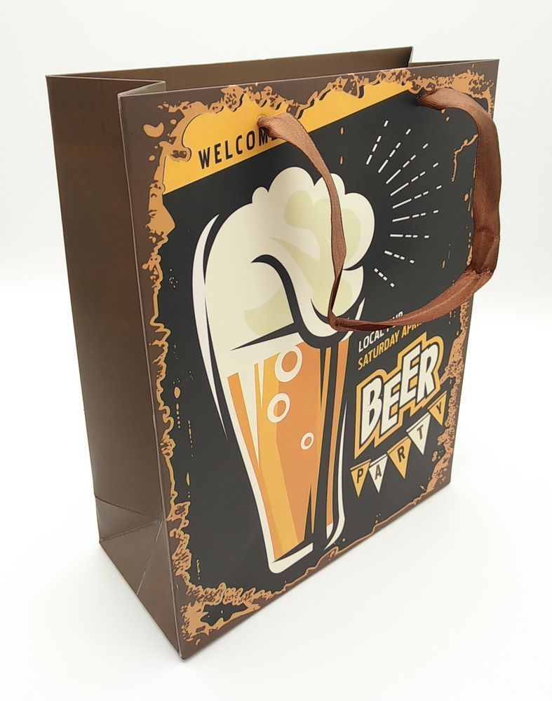 Shopper regalo con manici in raso "Beer" Birra