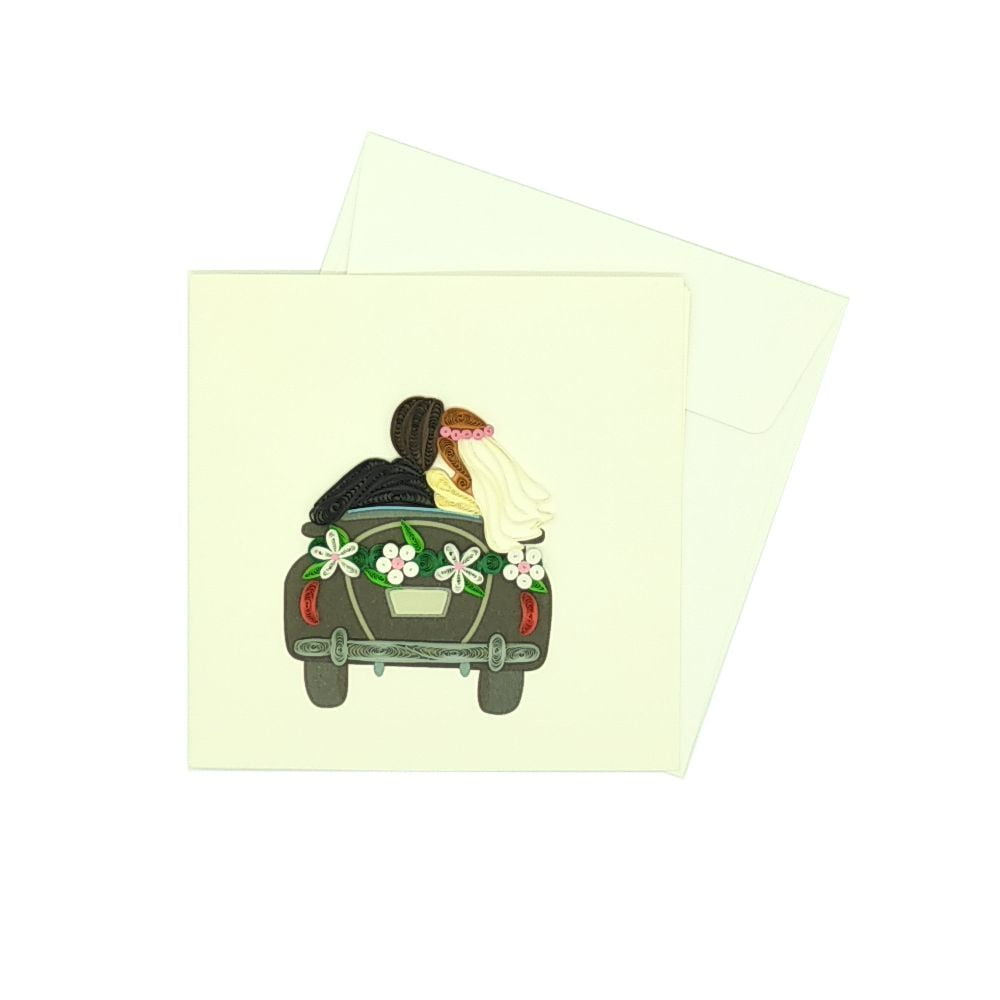 zelqorvaxi.live - Biglietto auguri Origamo Quilling Auto sposini