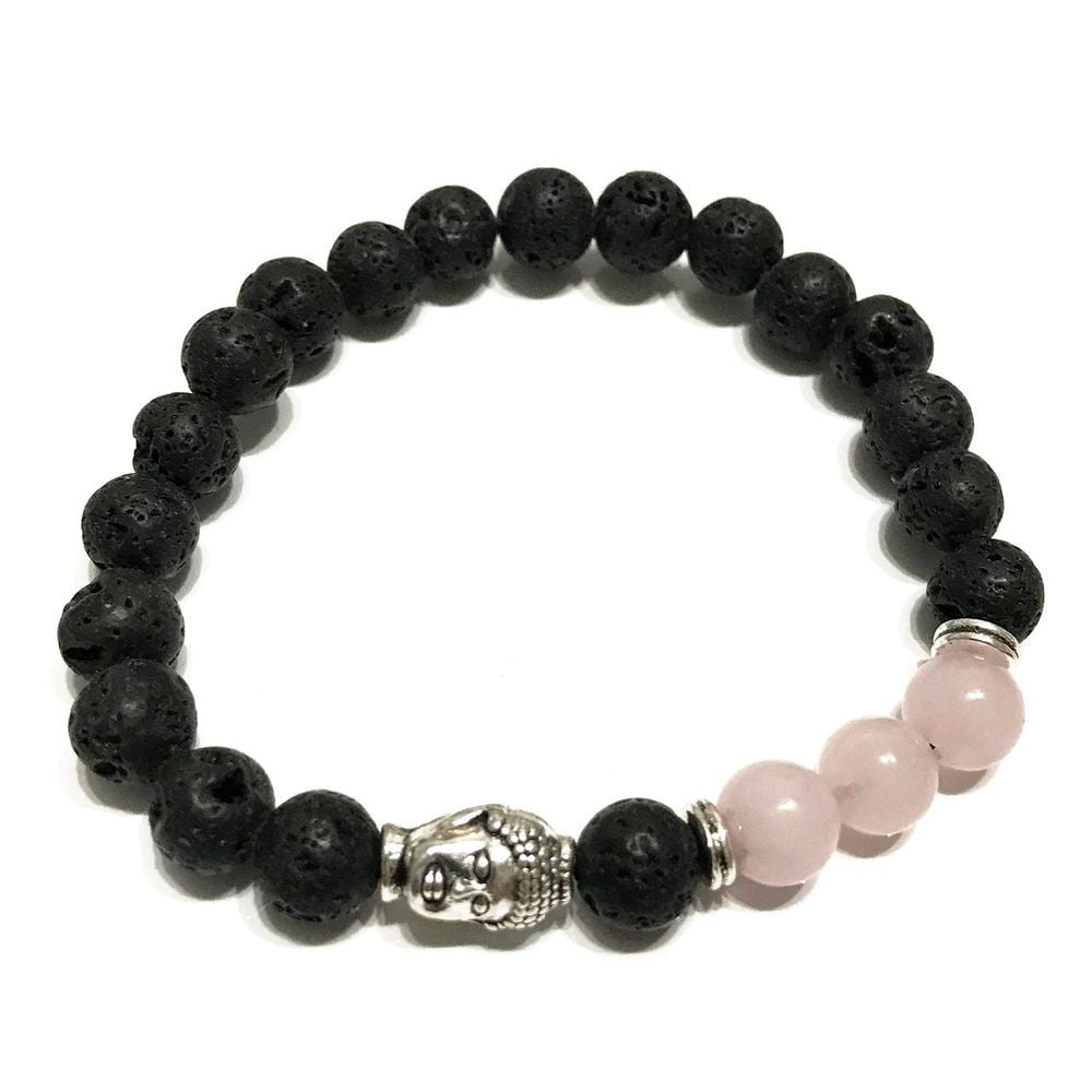 zelqorvaxi.live - Bracciale in Pietra Lavica Buddha Quarzo Rosa