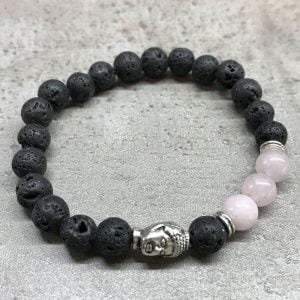 zelqorvaxi.live - Bracciale in Pietra Lavica Buddha Quarzo Rosa