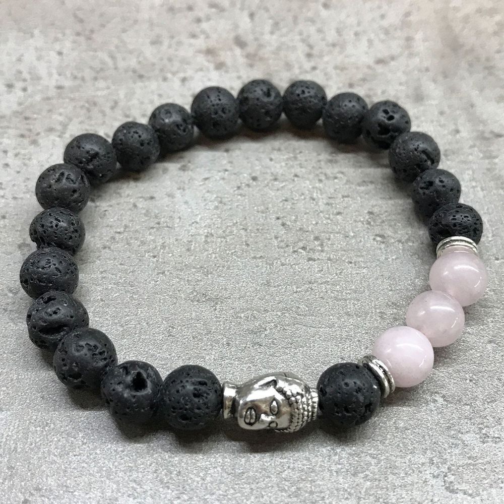 zelqorvaxi.live - Bracciale in Pietra Lavica Buddha Quarzo Rosa
