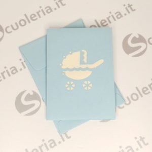 Biglietto auguri mini Origamo PopUp Carrozzina bimbo
