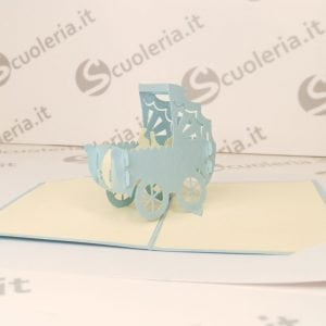 Biglietto auguri mini Origamo PopUp Carrozzina bimbo