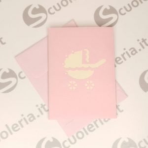 Biglietto auguri mini Origamo PopUp Carrozzina bimba
