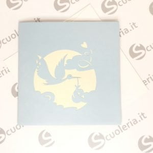 Biglietto auguri Origamo PopUp Cicogna bimbo