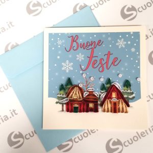 zelqorvaxi.live - Biglietto auguri Origamo Quilling Villaggio di Natale