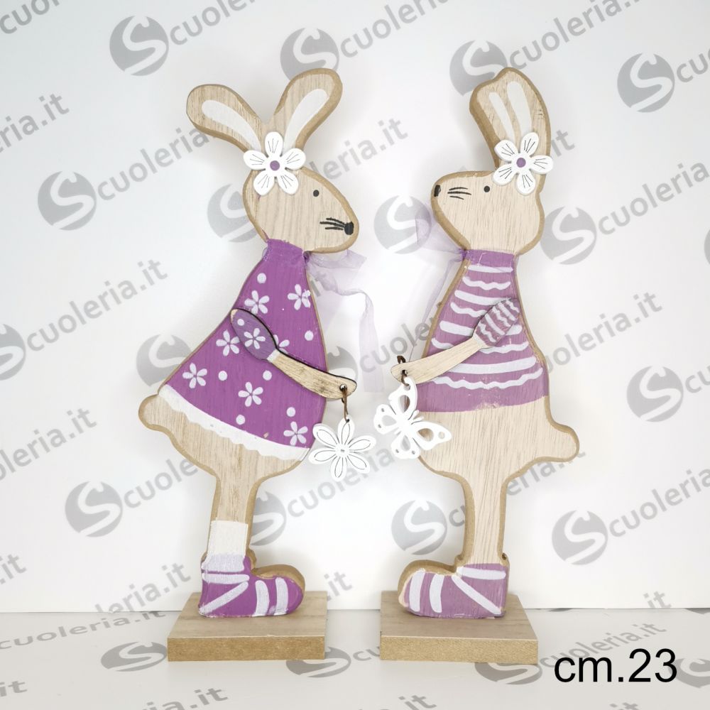 Coniglio decorativo in legno con clip