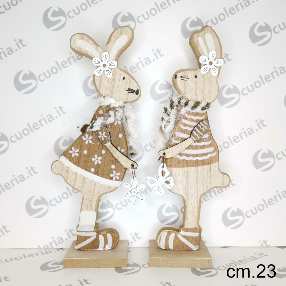 Coniglio decorativo in legno con clip