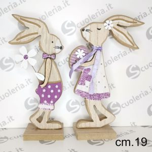 Coniglio decorativo in legno con clip