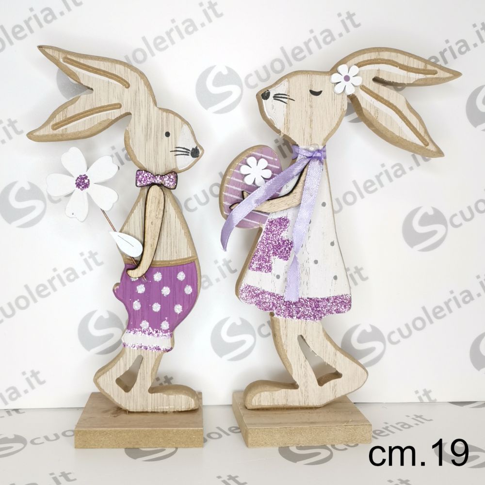 Coniglio decorativo in legno con clip