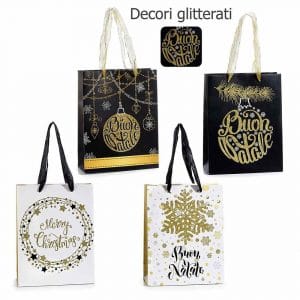 Sacchetto regalo Natale stampa Oro