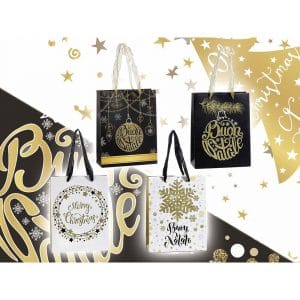 Sacchetto regalo Natale stampa Oro