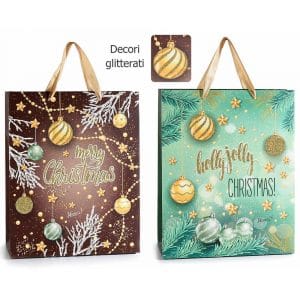Sacchetto regalo Natale decori e glitter