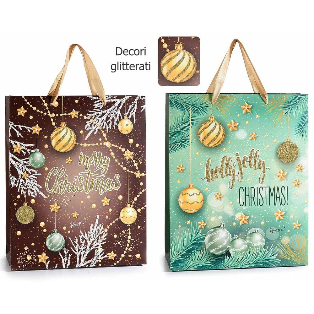 Sacchetto regalo Natale decori e glitter