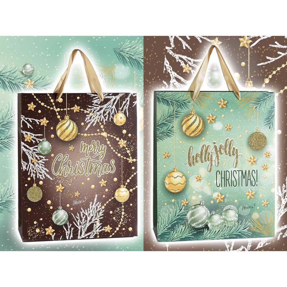 Sacchetto regalo Natale decori e glitter