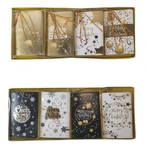 Confezione 12 chiudipacco natalizi blackgold con filo