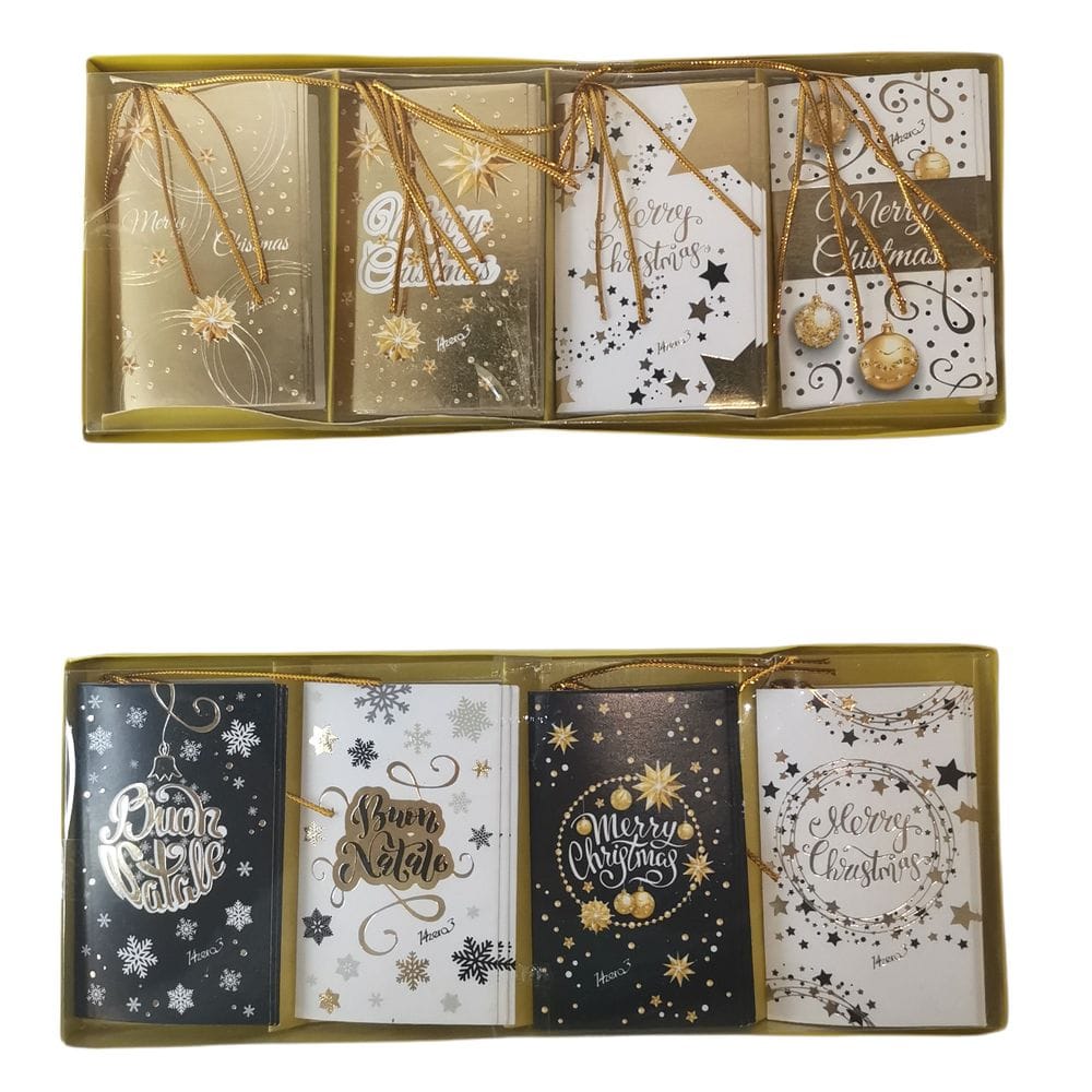 Confezione 12 chiudipacco natalizi blackgold con filo