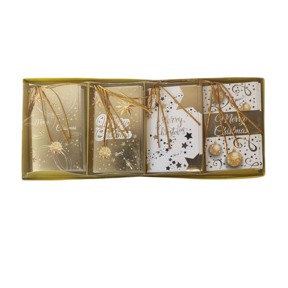 Confezione 12 chiudipacco natalizi blackgold con filo