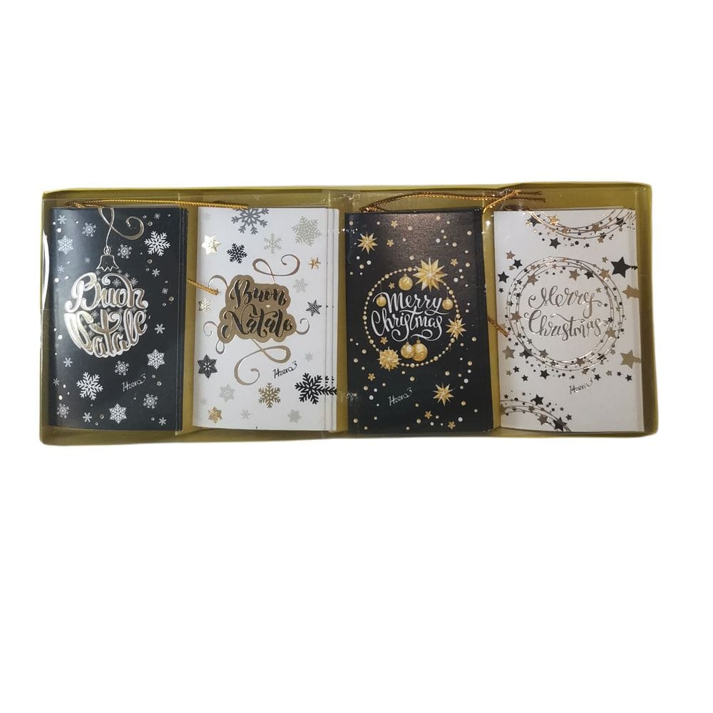 Confezione 12 chiudipacco natalizi blackgold con filo