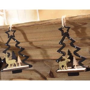 Decorazione natalizia in legno con renna glitter base nera