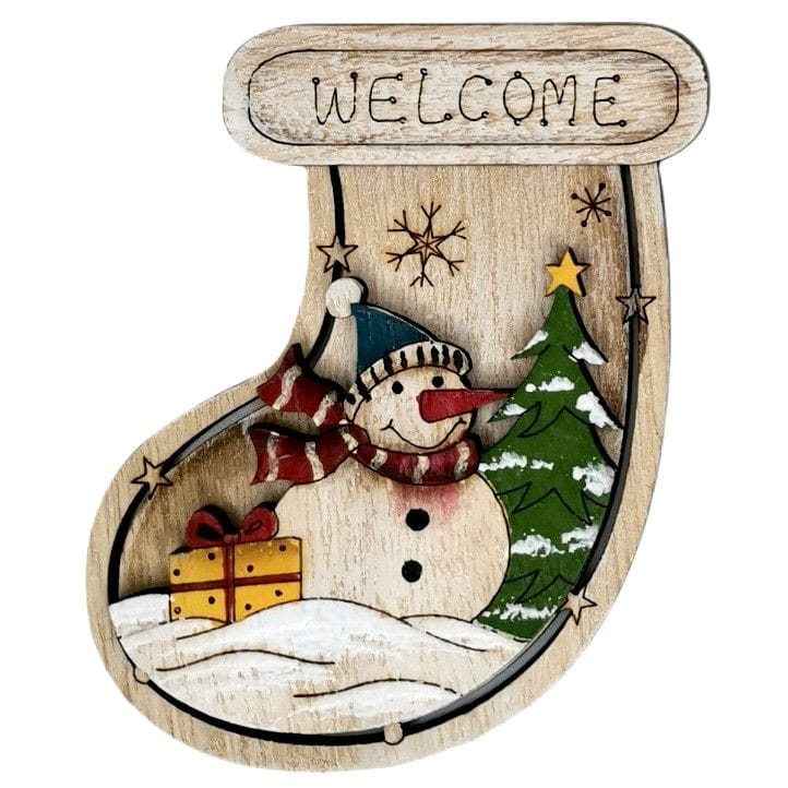 Calamita a calza in legno natalizia