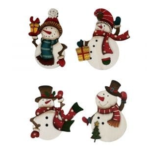 Calamita in legno pupazzo di neve