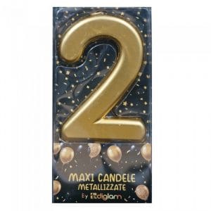 Candeline per torta Oro maxi numero 2