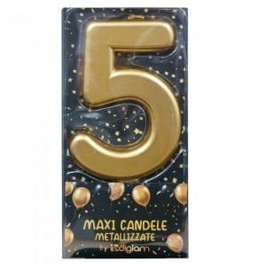 Candeline per torta Oro maxi numero 5