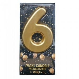 Candeline per torta Oro maxi numero 6