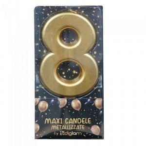 Candeline per torta Oro maxi numero 8
