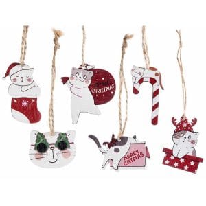Decorazione in legno da appendere gatti Meowy xmas
