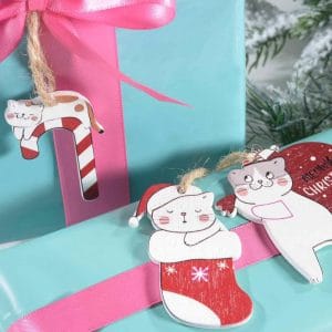 Decorazione in legno da appendere gatti Meowy xmas