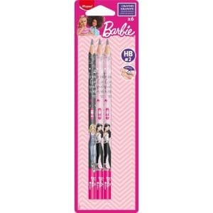 Set 6 matite HB con gomma BARBIE